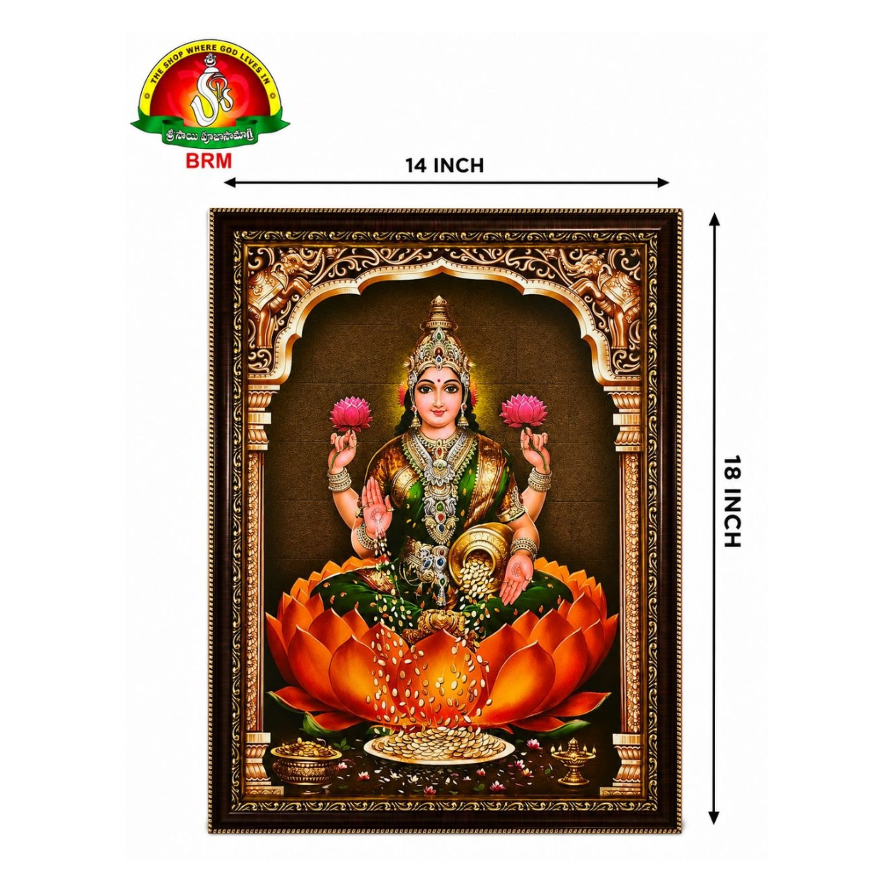 Goddess Lakshmi Devi Matte Finish Photo Frame – 14 x 18  Inch