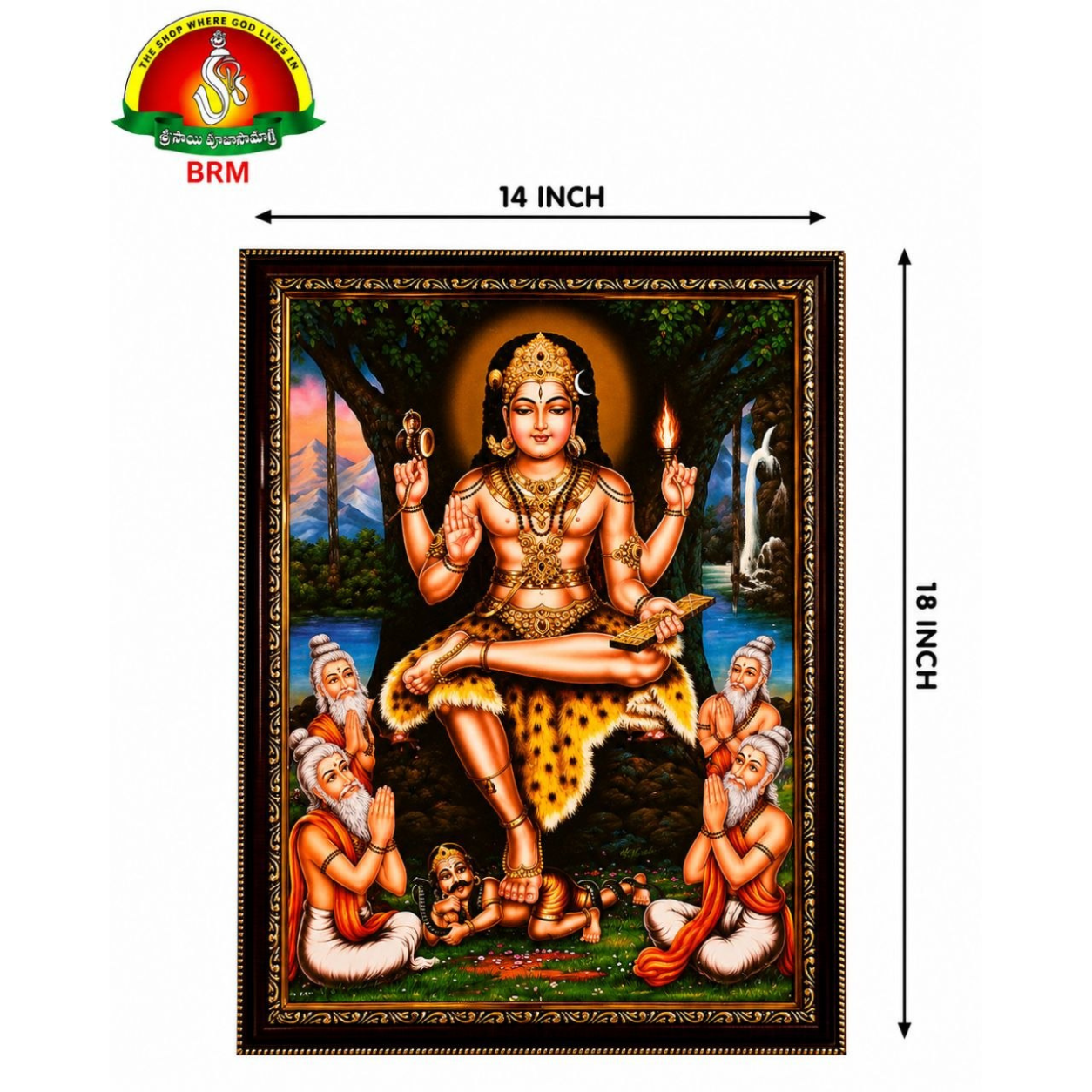 Lord Dakshinamurthy Matte Finish Photo Frame – 14 × 18 Inch