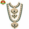 Two Step Pure Brass Haram Set for Ammavari Alankaram | Green Pagadam, White Stones & Pearl Goddess Jewellery
