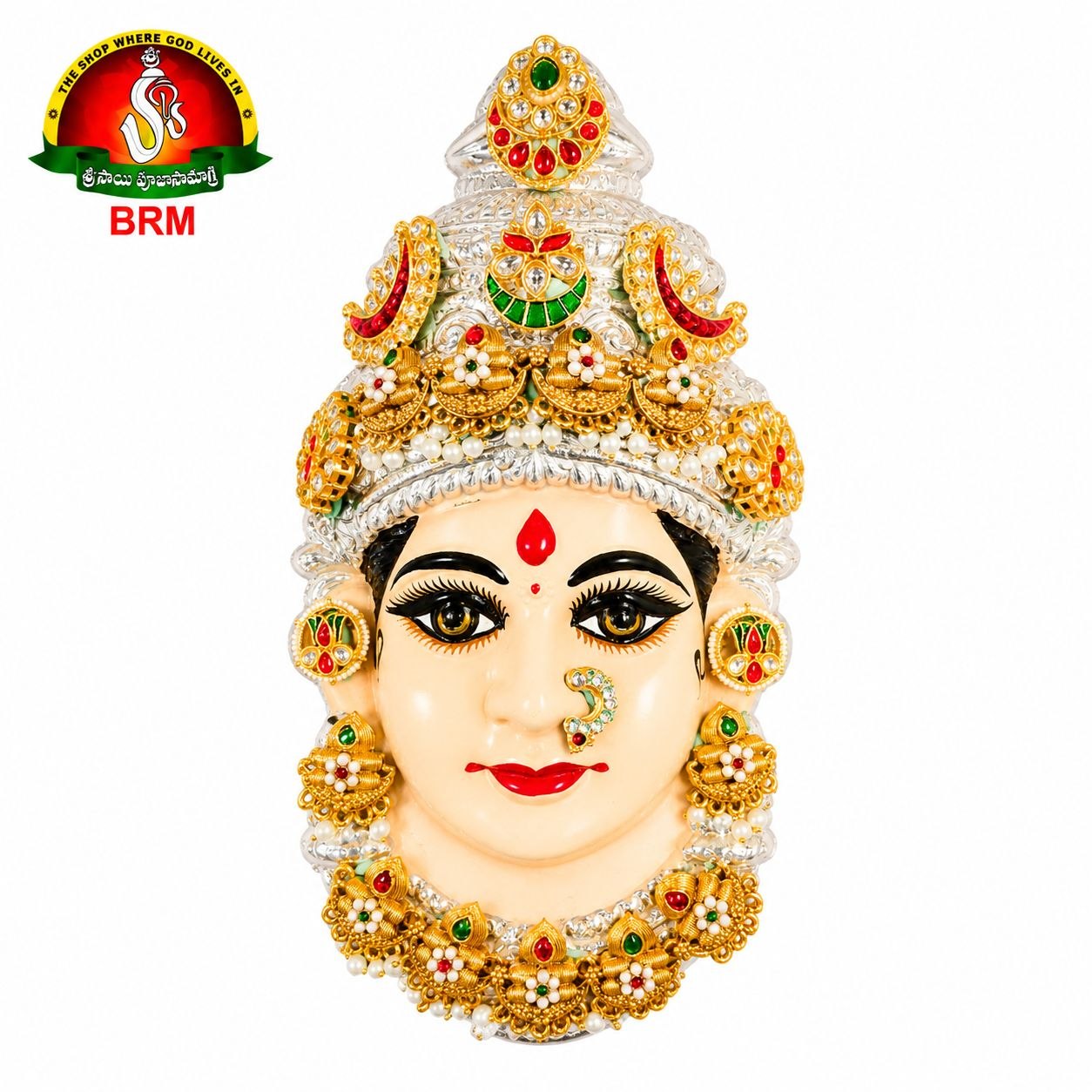 German Silver Ammavari Face with 1 Gram Gold Jewellery