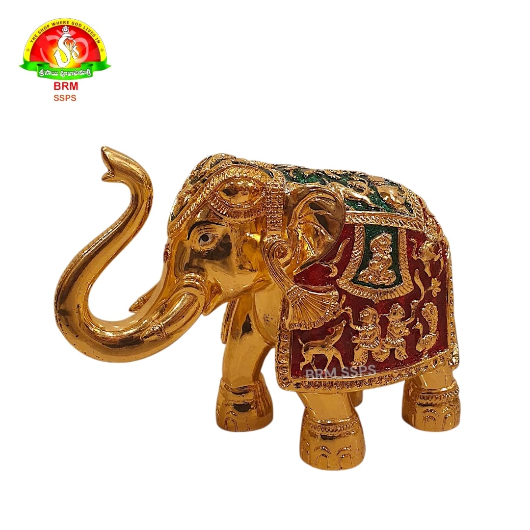 Premium Gold Plated Meenakari Elephant Idol for Vastu & Spiritual Decor
