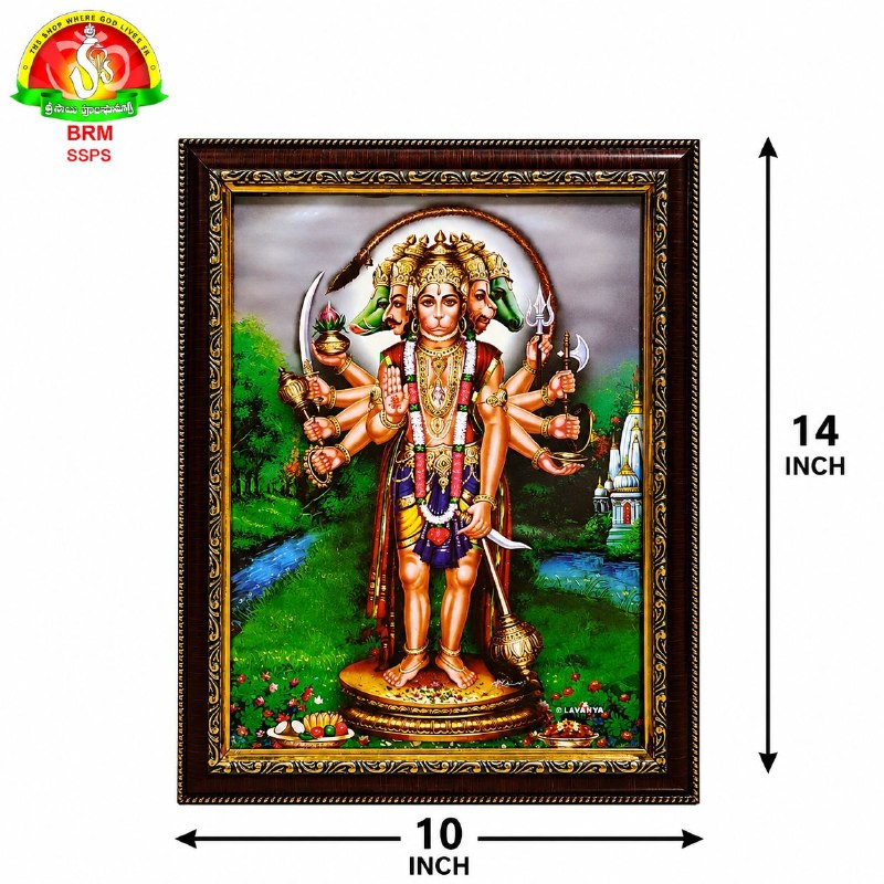 Panchamukhi Hanuman Matt Finish Photo Frame – Waterproof  (14×10 Inch)