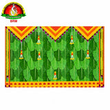 Horizontal Backdrop Cloth - Banana Leaves with Thoranam & Kadapa Design for Pooja   – 8 × 5 Feet