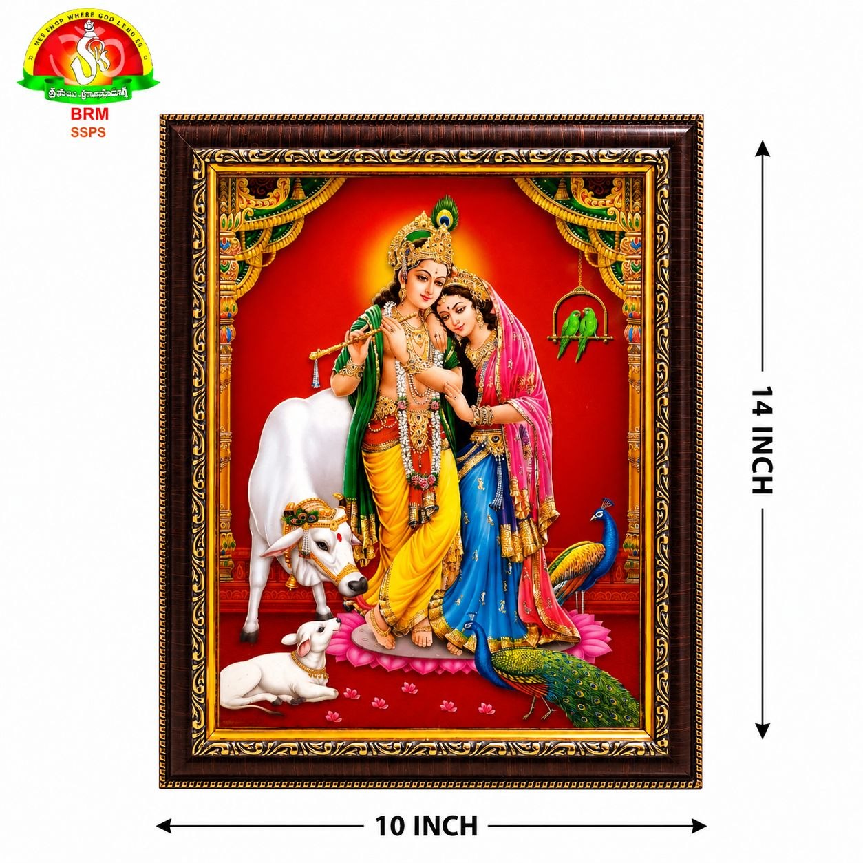 Radha Krishna Mat Finish Photo Frame – Waterproof & Unbreakable Wall Décor (10x14 Inch)