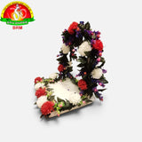 Detachable Foam Flower Arch for Pooja Decoration | Red, White, Deep Violet & Pink Plastic Flowers with Green Leaves