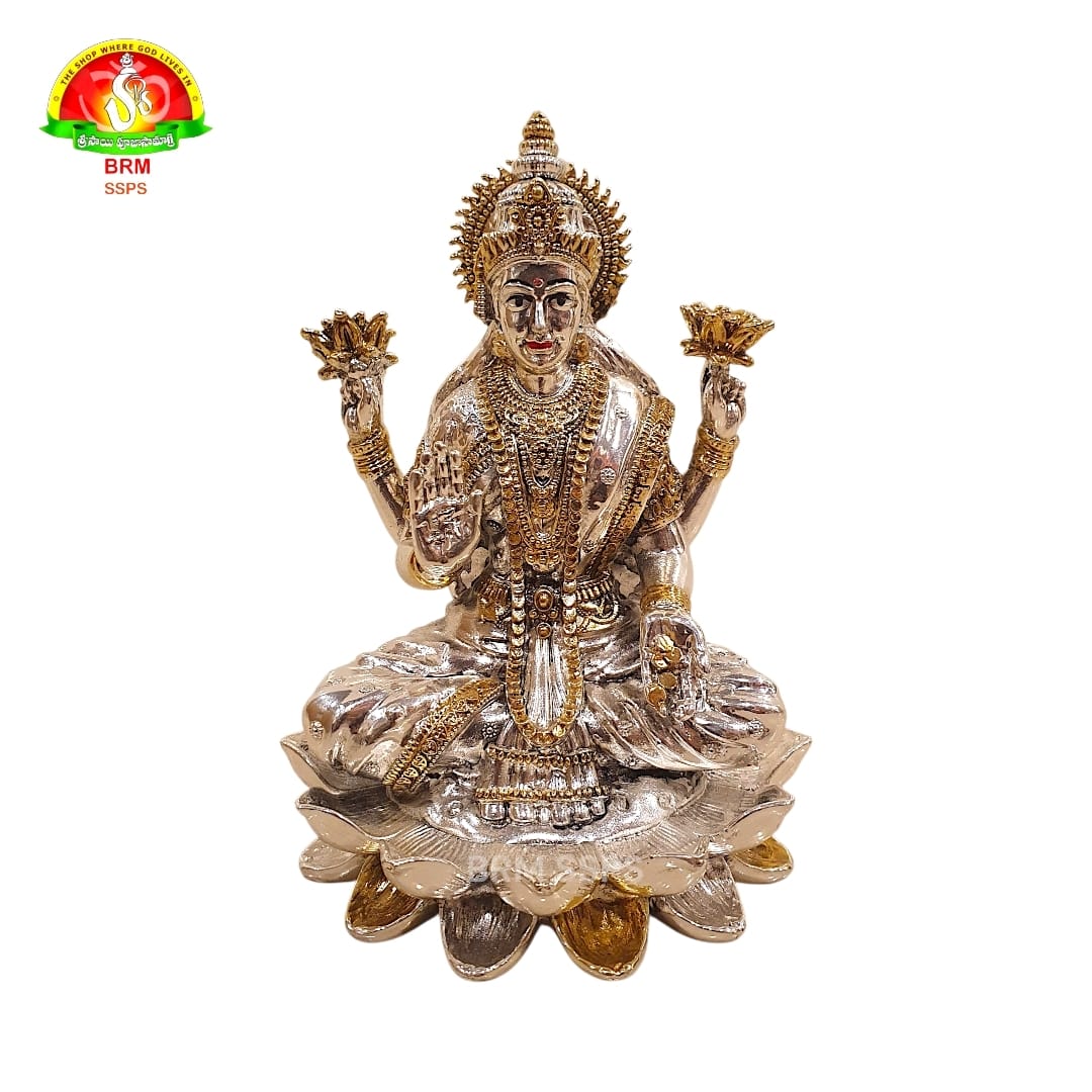 Pure Silver Plated Lakshmi Devi Idol for Pooja & Temple Decor