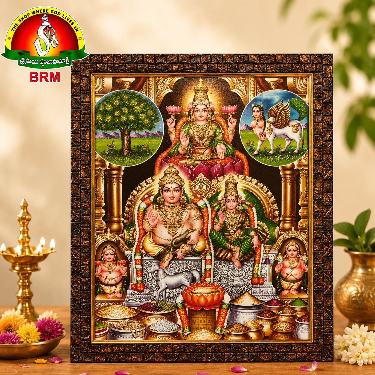 Lakshmi Kubera Swamy Matte Finish Photo Frame – 14 x 10 Inch | Divine Wealth & Prosperity Wall Frame