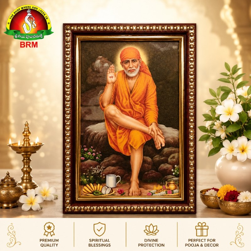 Shirdi Sai Baba (Orange Dress) Matte Finish Photo Frame – 6 x 8 Inch