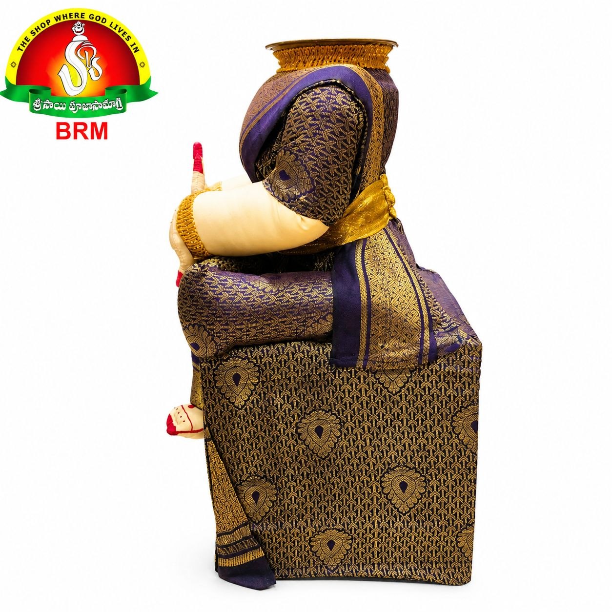Varalakshmi Devi Idol Body Stand / Violet Saree With Gold Border.