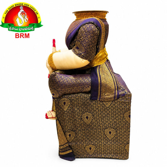Varalakshmi Devi Idol Body Stand / Violet Saree With Gold Border.