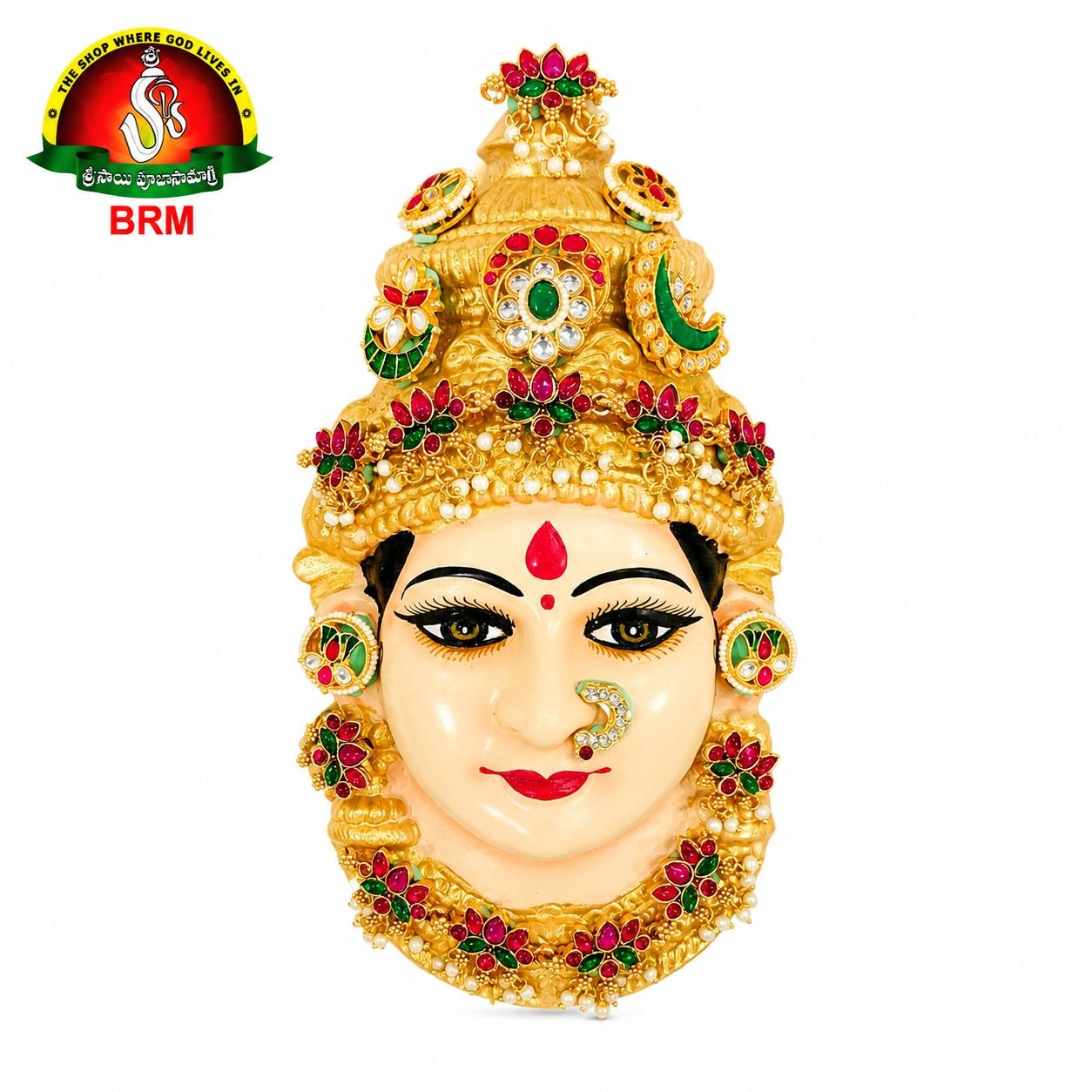 Thanjavur Fiber Ammavari Face with 1 Gram Gold Jewellery