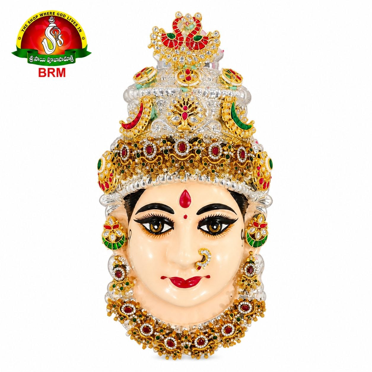 German Silver Ammavari Face with 1 Gram Gold Jewellery