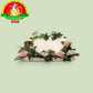 Detachable Foam Flower Arch for Pooja Decoration | Red, White, Yellow & Orange Plastic Flowers with Green Leaves