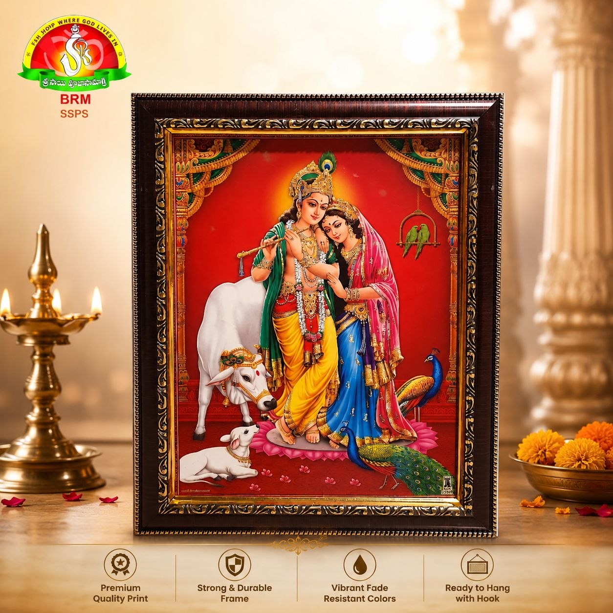Radha Krishna Mat Finish Photo Frame – Waterproof & Unbreakable Wall Décor (10x14 Inch)