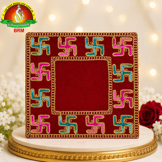 Swastik Design Velvet Pooja Asanam