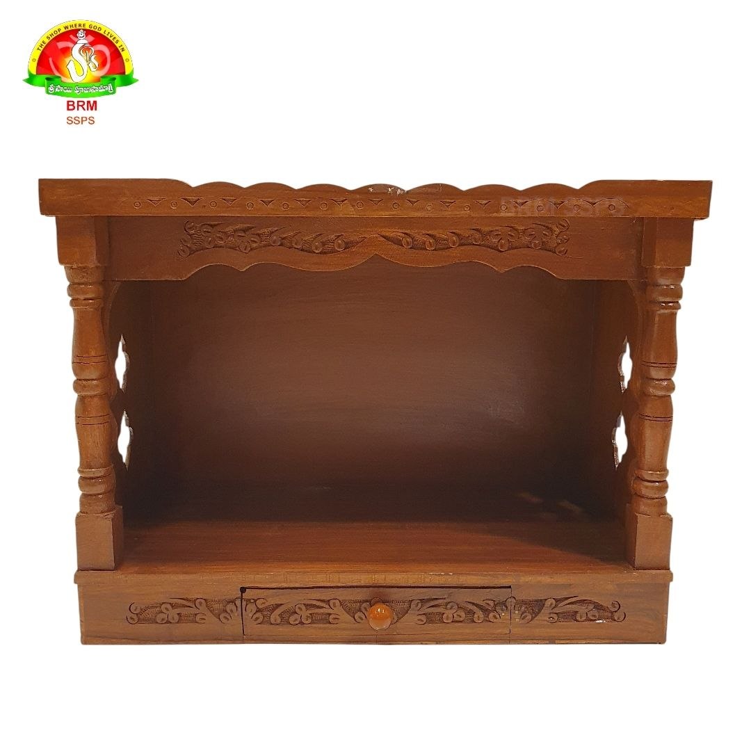 Wooden Mandiram Without Doors –18 × 24 × 12 inch  Pooja Temple