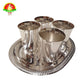 White Metal 4 Glasses with Tray Set | Premium Serving & Gift Set | Sri Sai Pooja Samagri