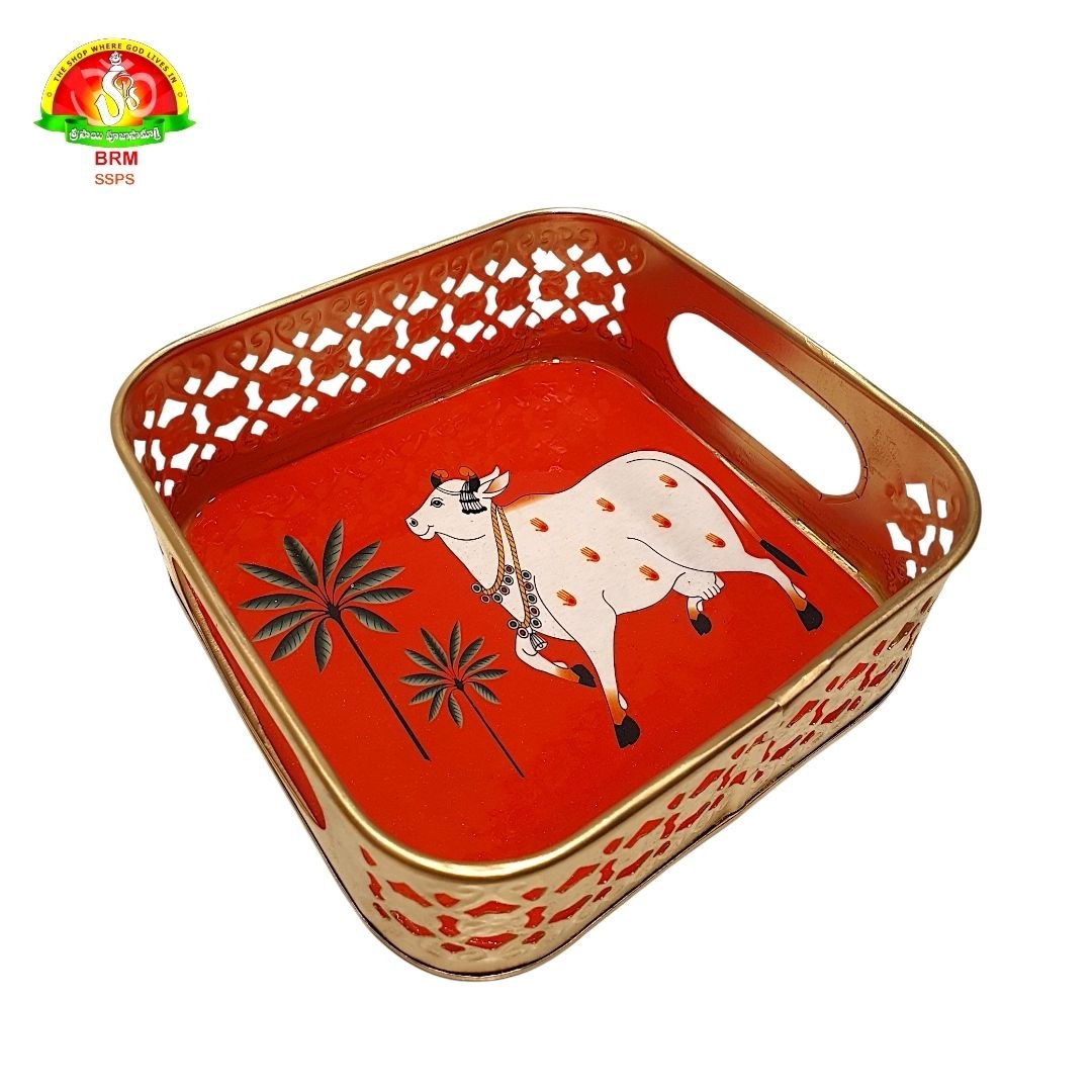 Premium Metal Fancy Square Tray – Decorative Serving & Gift Tray