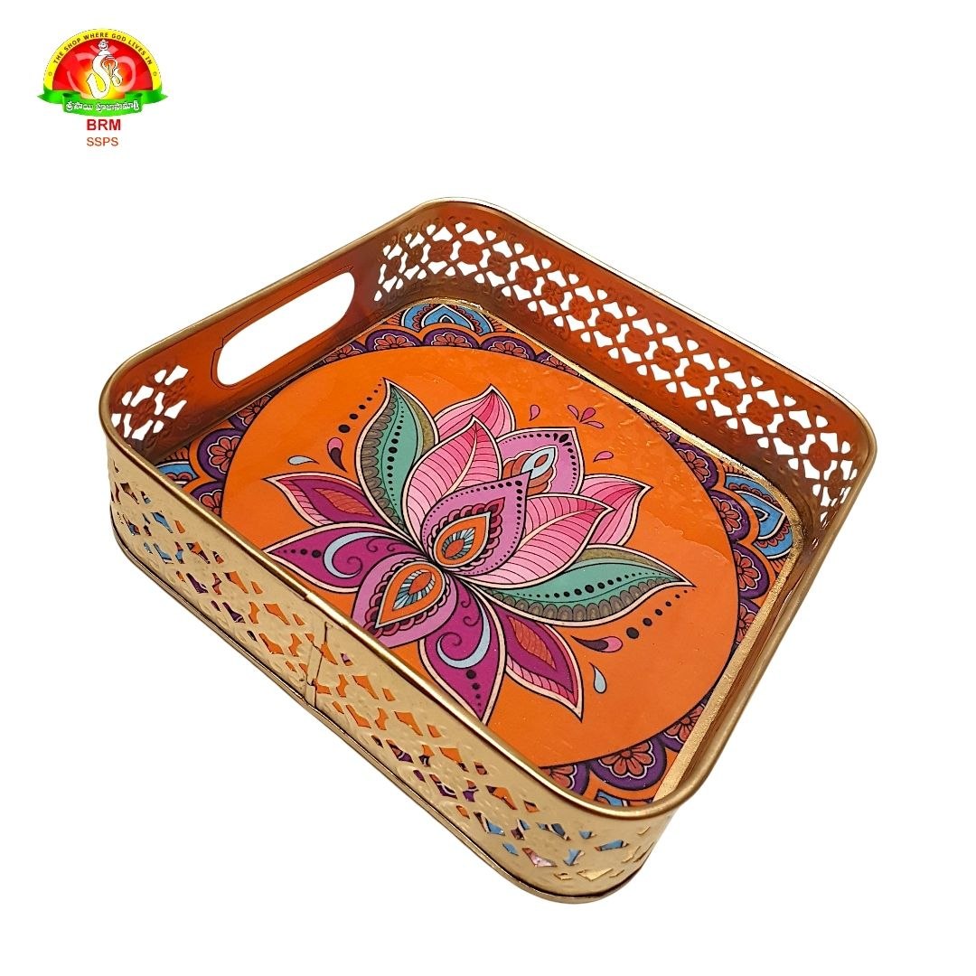 Premium Metal Fancy Square Tray – Decorative Serving & Gift Tray