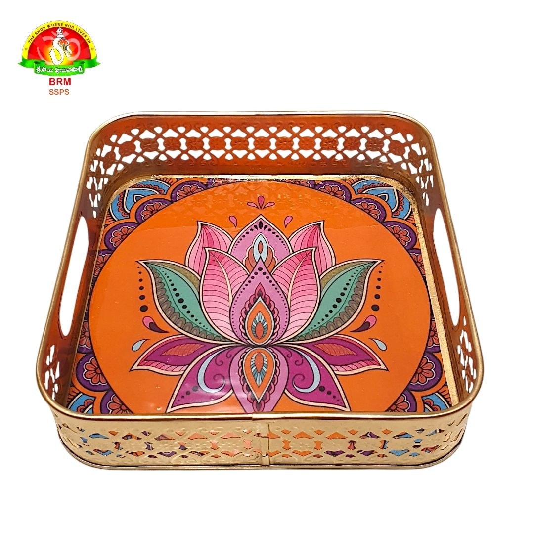 Premium Metal Fancy Square Tray – Decorative Serving & Gift Tray