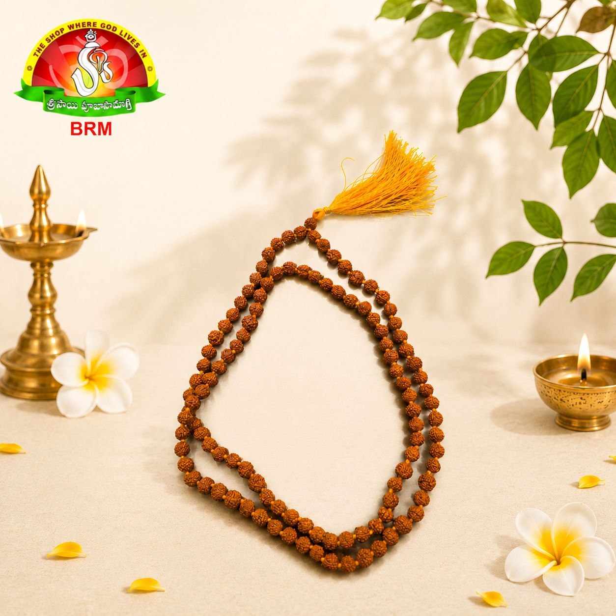 Original Certified 5face  Rudraksha Mala 108 Beads 6mm