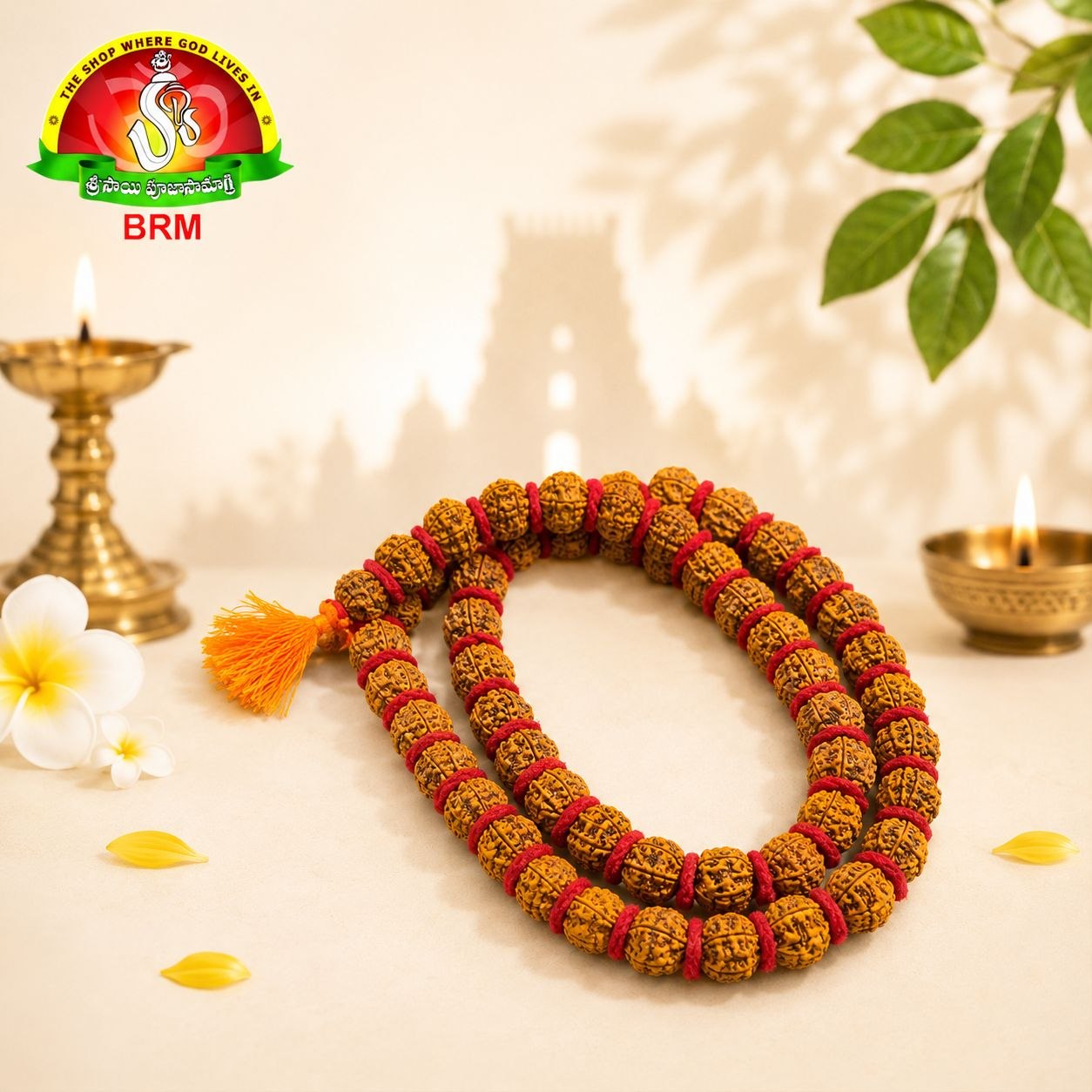 Original 5 Mukhi Rudraksha Mala 54 Beads 15mm Certified