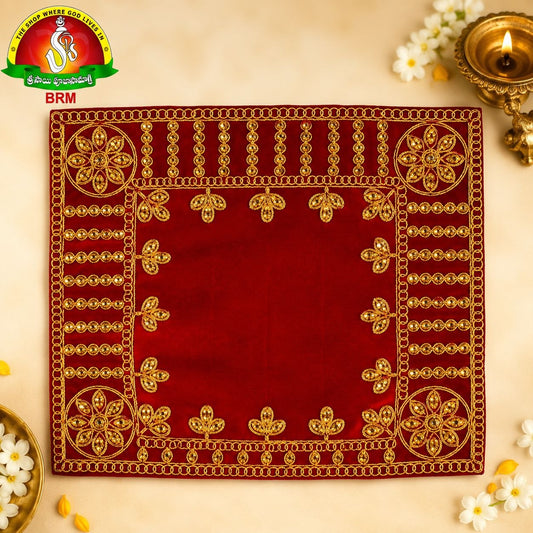 Asanam Leaf Design Velvet Pooja