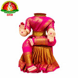 Ammavari Body Stand with Wooden Peeta | Pink Sari with Gold Border & Gold Cloth Bangles