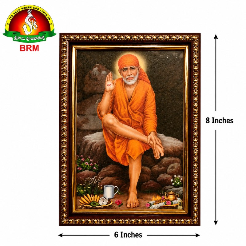 Shirdi Sai Baba (Orange Dress) Matte Finish Photo Frame – 6 x 8 Inch