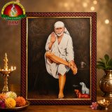 Sai Baba White Attire Matte Finish Photo Frame – 14 x 10 Inch | Shirdi Sai Baba Divine Wall Frame
