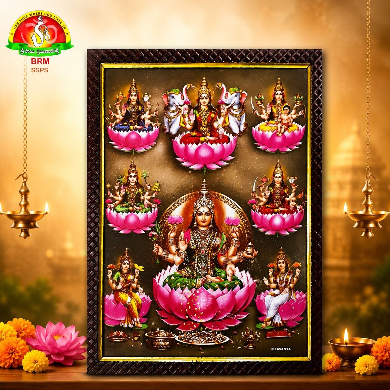 Ashta Lakshmi Matt Finish Photo Frame – Waterproof  (14×10 Inch)