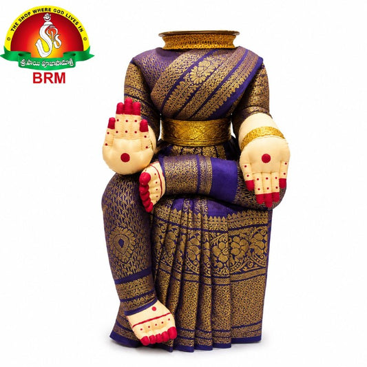 Varalakshmi Devi Idol Body Stand / Violet Saree With Gold Border.