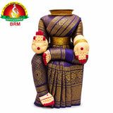 Varalakshmi Devi Idol Body Stand / Violet Saree With Gold Border.