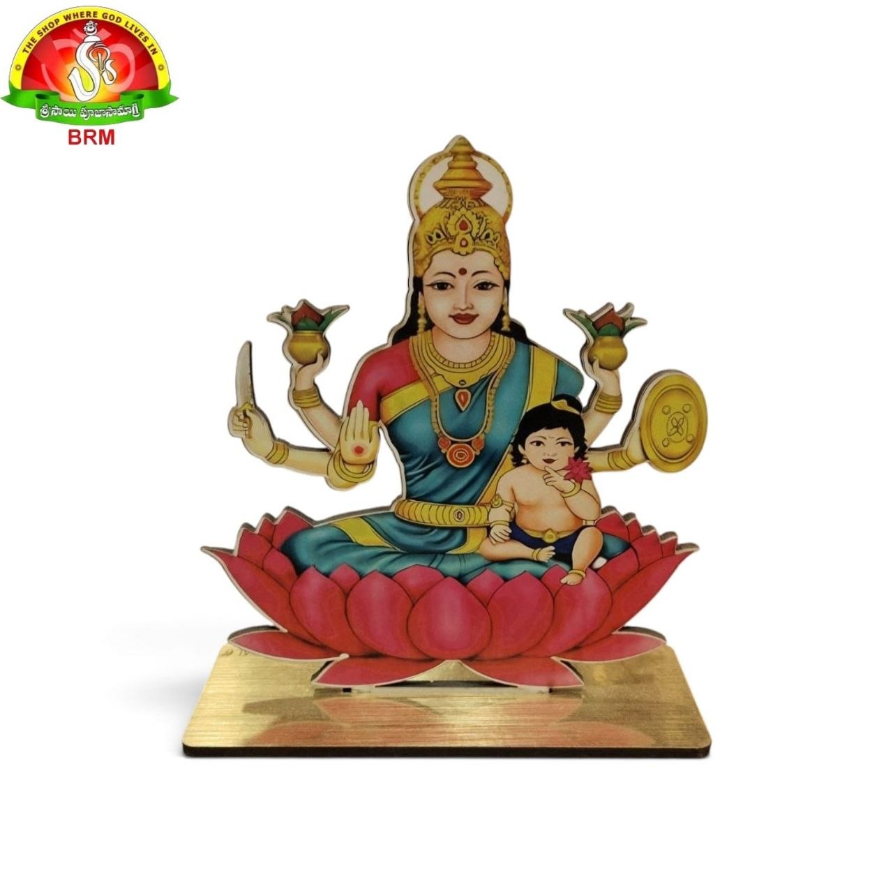 Ashtalakshmi Wooden Stand Set featuring the Eight Divine Forms of Goddess Lakshmi Devi