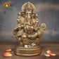 Black Metal Ganesh Idol – 13.5 Inch Decorative Ganapathi Murti for Home & Pooja