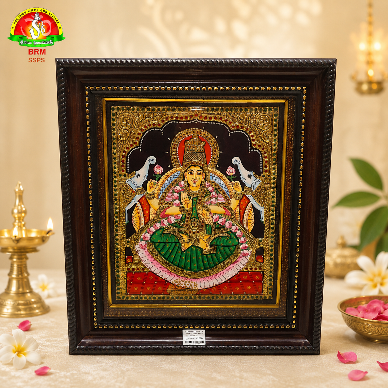 Premium Tanjavur Lakshmi Photo Frame – Traditional 24-Carat Gold Painting