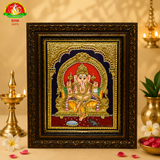 Premium Tanjavur Ganesha Photo Frame – Traditional 24-Carat Gold Painting