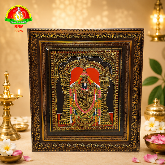 Premium Tanjavur Balaji Photo Frame – Traditional 24-Carat Gold Painting