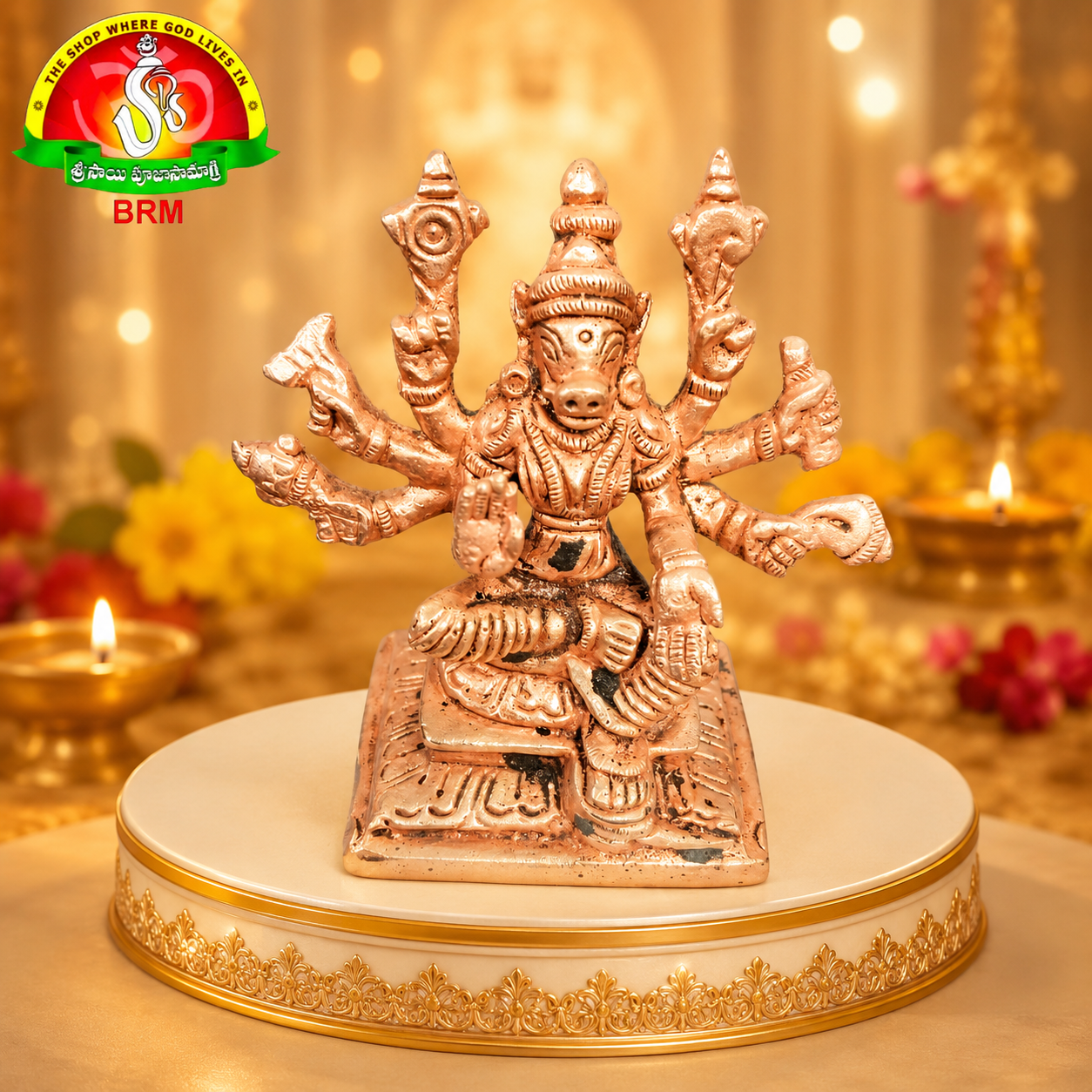 Premium Panchaloha Varahi Mata Idol | 3 Inch Goddess Varahi Brass Panchaloha Statue for Pooja
