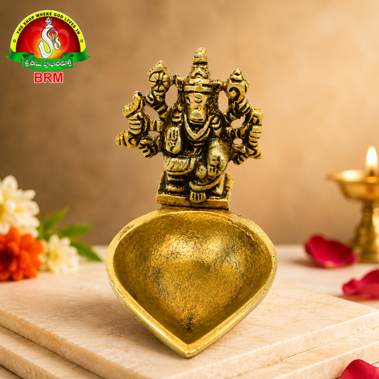Premium Brass Varahi Deepam | 2 Inch Traditional Brass Oil Lamp for Home Temple & Pooja