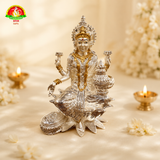Pure Silver Plated Lakshmi Idol for Pooja, Temple & Spiritual Decor
