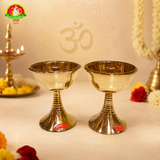Premium Brass Nanda Deepam – 8cm Traditional Pooja Oil Lamp