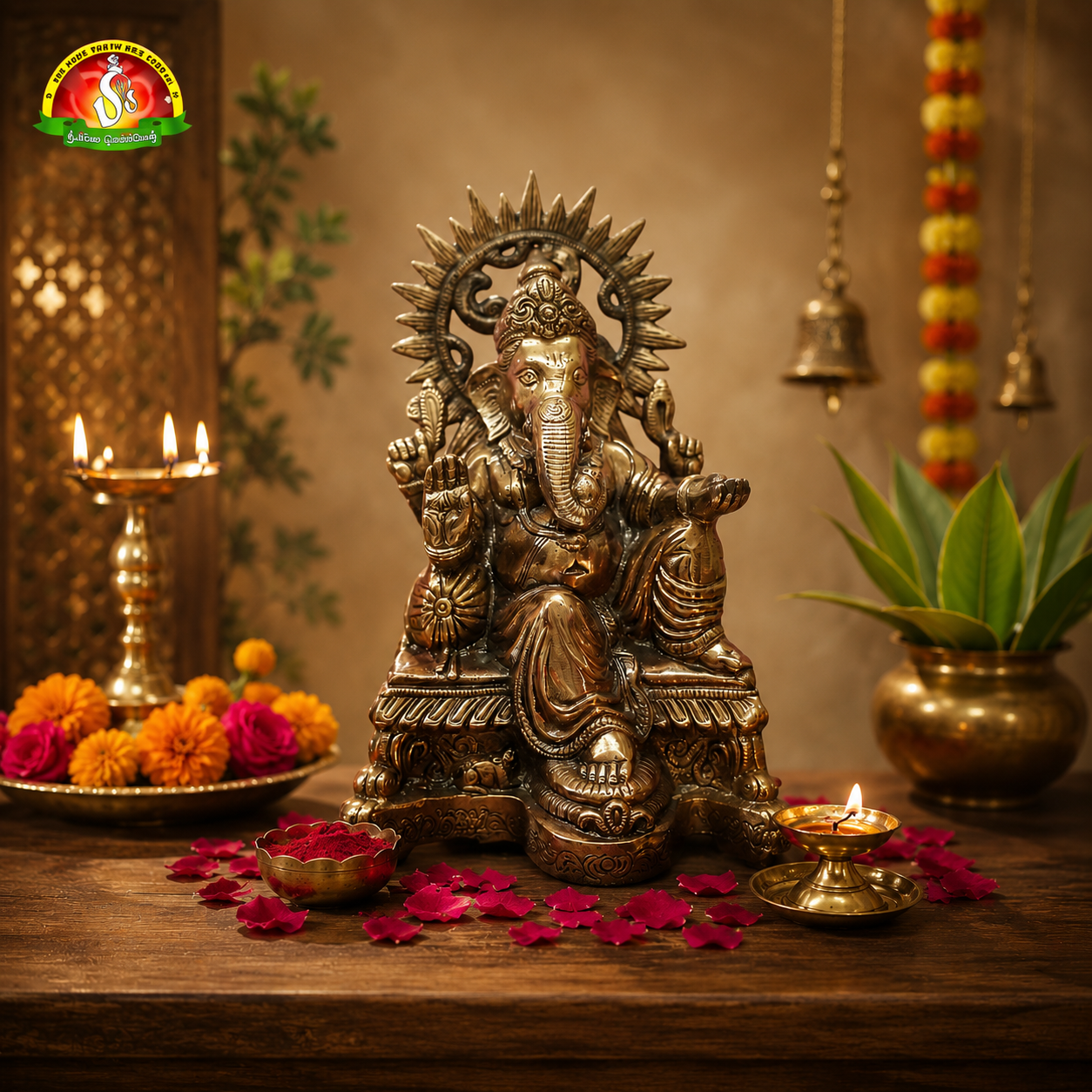 Premium Black Metal Ganesh Idol  -14inch – Lightweight & Easy Maintenance Decorative Murti