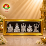 Ganesh Lakshmi Balaji Sarasvati Subramanya 5 in 1 Pure Silver Plated Photo Frame with Gold Frame