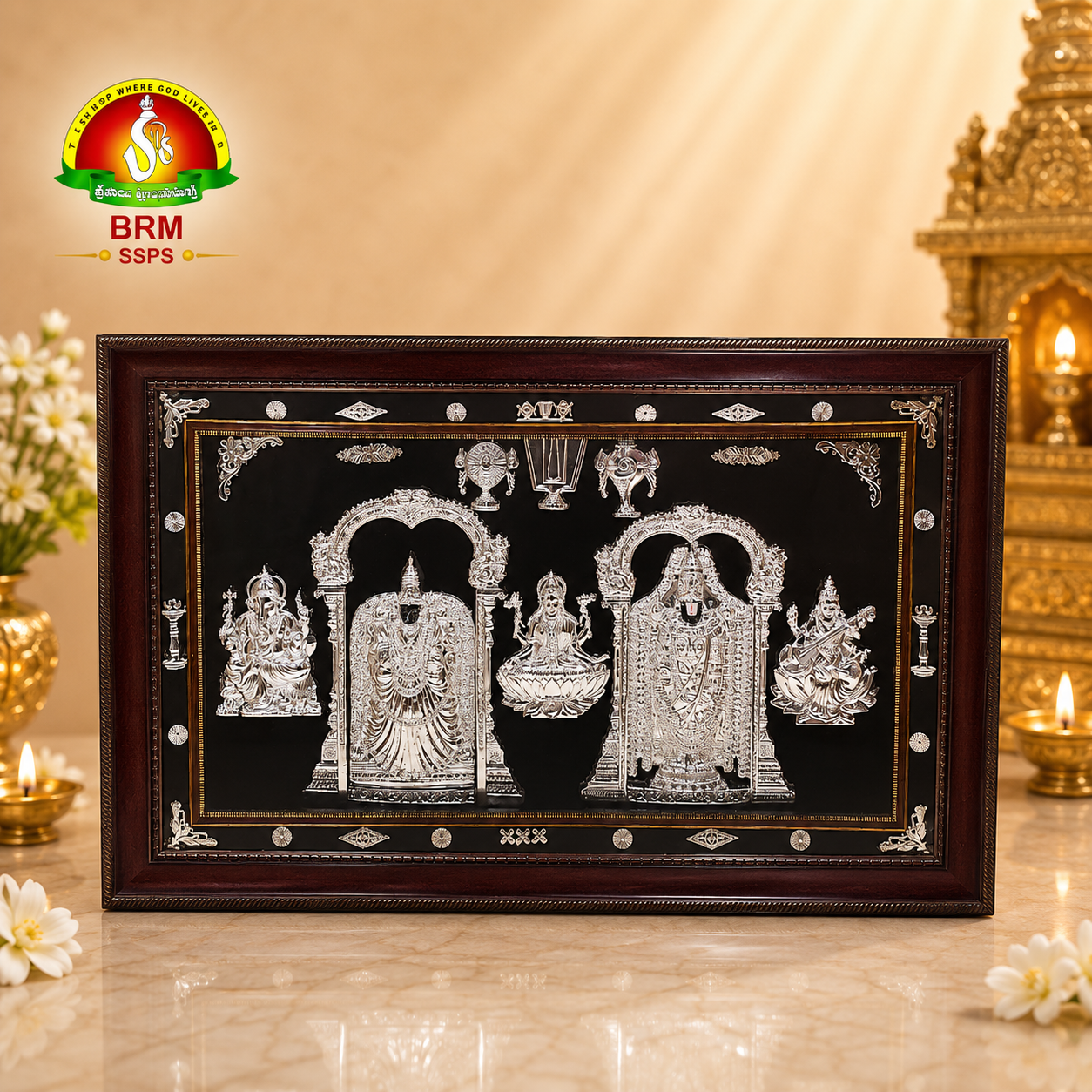 Padmavati Balaji Pure Silver Plated Photo Frame with Fiber Glass – Premium Spiritual Wall Decor