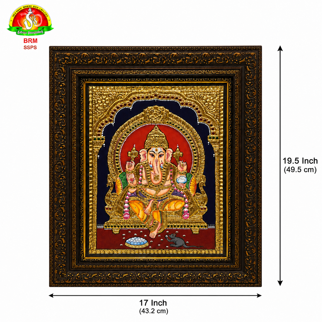 Premium Tanjavur Ganesha Photo Frame – Traditional 24-Carat Gold Painting