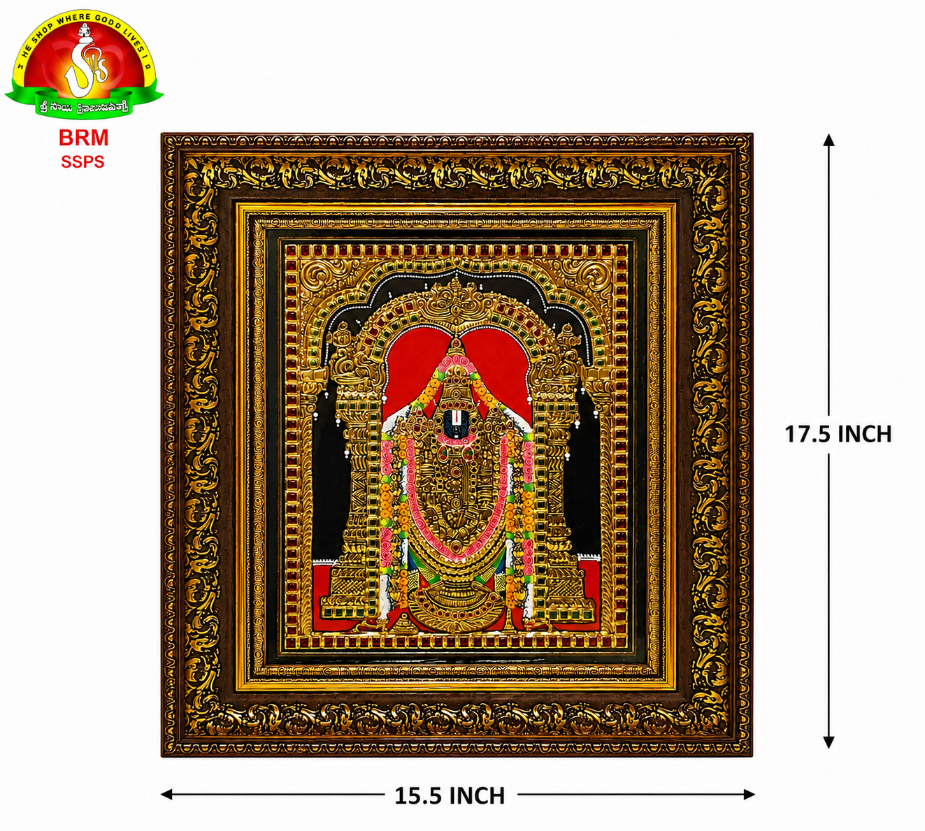 Premium Tanjavur Balaji Photo Frame – Traditional 24-Carat Gold Painting