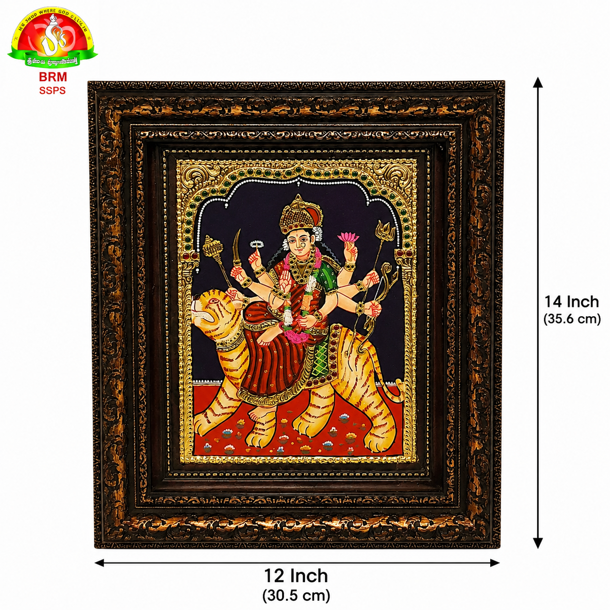 Premium Tanjavur Durga Photo Frame – Traditional 22-Carat Gold Painting