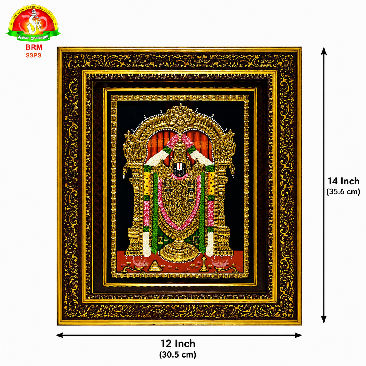 Premium Tanjavur Balaji Photo Frame – Traditional 22-Carat Gold Painting