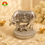 Pure Silver Plated Cow and Calf Idol for Pooja & Spiritual Decor